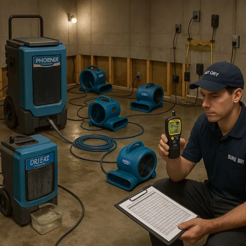 Structural Drying and Dehumidification process in South Farmingdale, NY